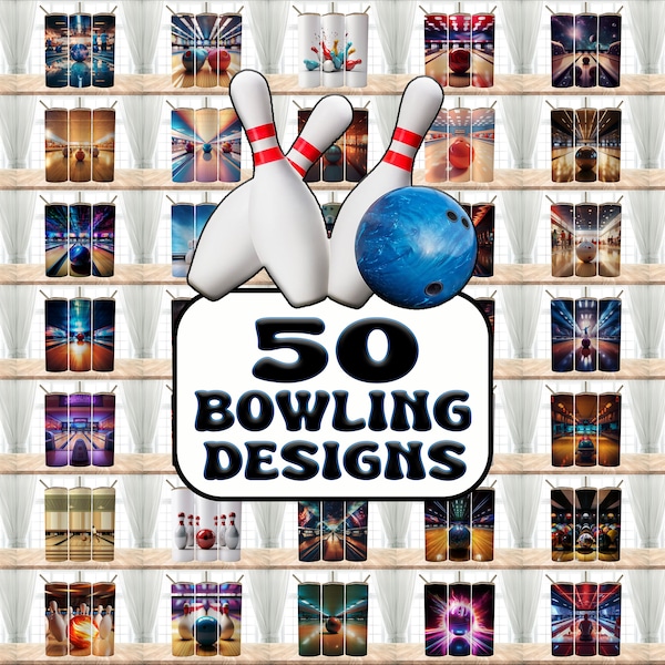 50 Bowling Lover Designs Bundle Tumbler Wraps , 20 oz Skinny Tumbler Sublimation Design Digital Download PNG Tumbler, Clip Art, Wall Art