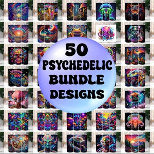 50 Psychedelic Tumbler Wraps: 20oz Skinny Tumbler Sublimation Designs (Digital Download)