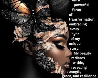 Mujer negra PNG inspiradora para tus proyectos (Descarga digital)