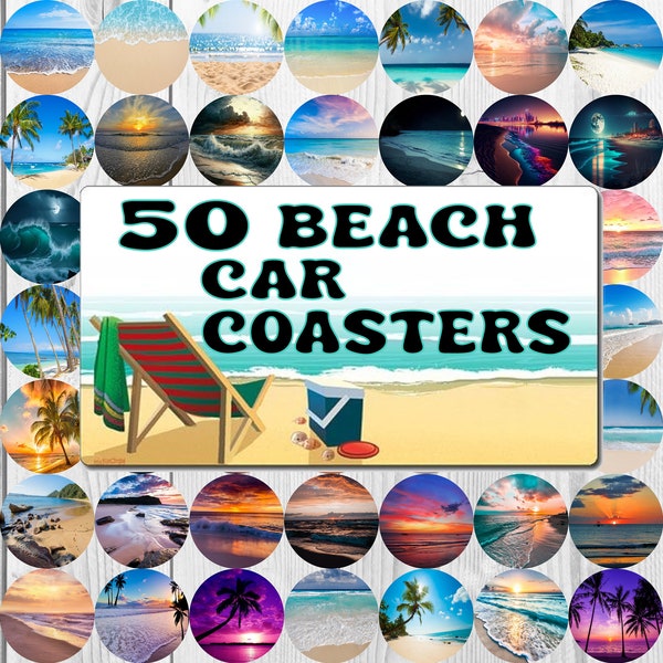 50 Beach Car Coasters Bundle Car Coasters Sublimation, Digital Download