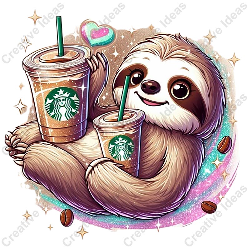 Coffee Sloth PNG, for Your Own Projects, Digital Download - Etsy Canada