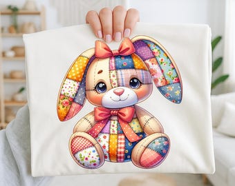 Patchwork Bunny PNG,  (Digital Download)