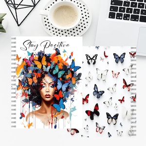 Journal Cover, Positive Affirmation Planner Cover, Journal Cover, Notebook Cover, African American Woman Notebook, PNG File 8,5x11
