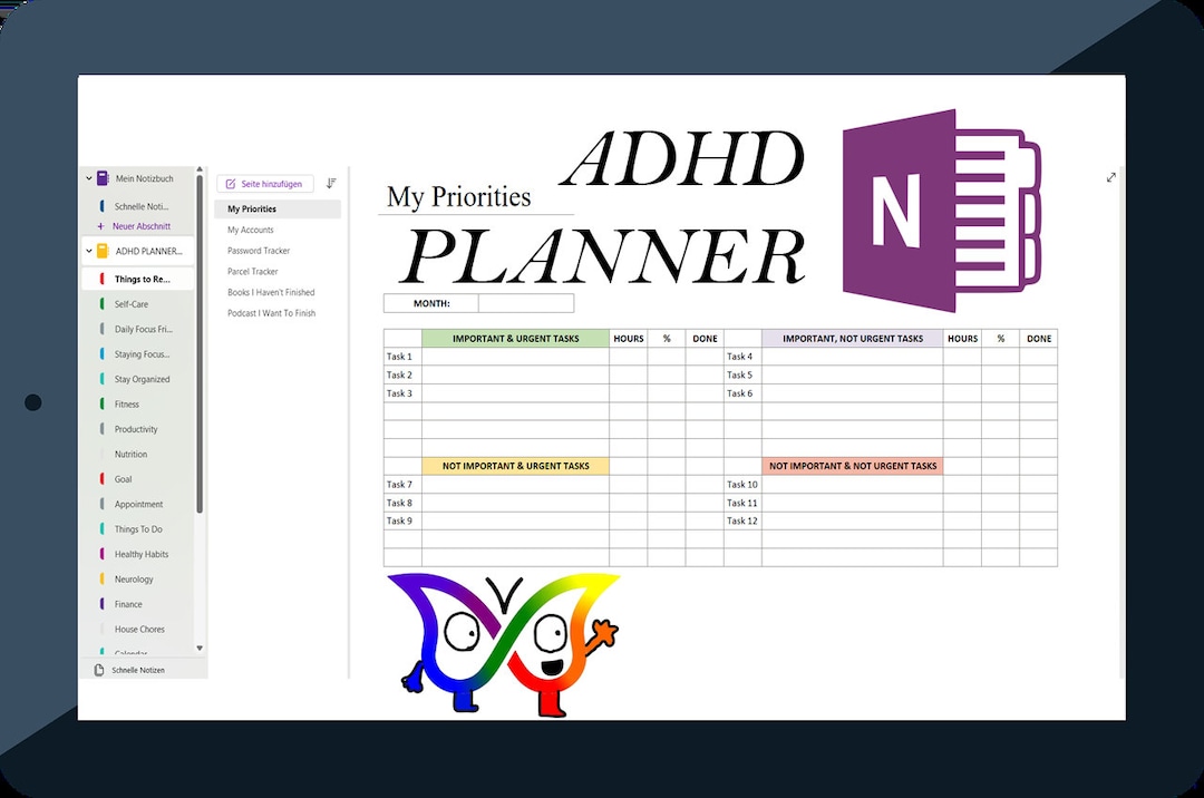 Onenote ADHD Planner Digital Template - Etsy UK
