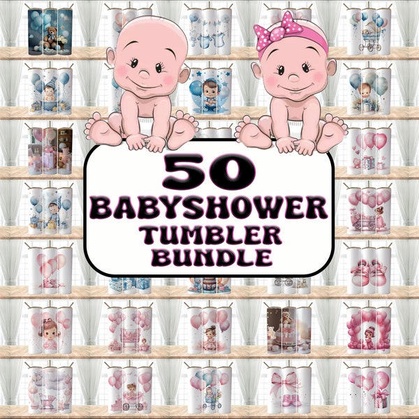 50 Babyshower Bundle Tumbler Wraps ,20 oz Skinny Tumbler Sublimation Design Digital Download PNG DIGITAL ONLY, Tumbler, Clip Art, Wall Art