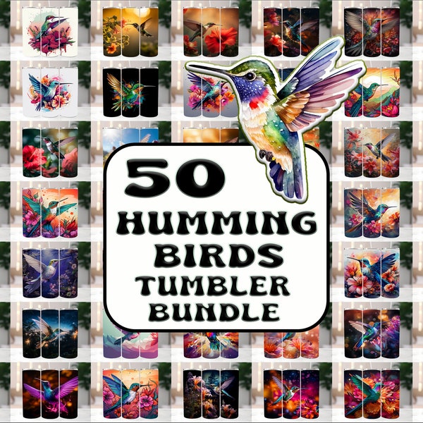 50 Hummingbirds Bundle Tumbler Wraps , 20 oz Skinny Tumbler Sublimation Design Digital Download PNG Tumbler, Clip Art, Wall Art