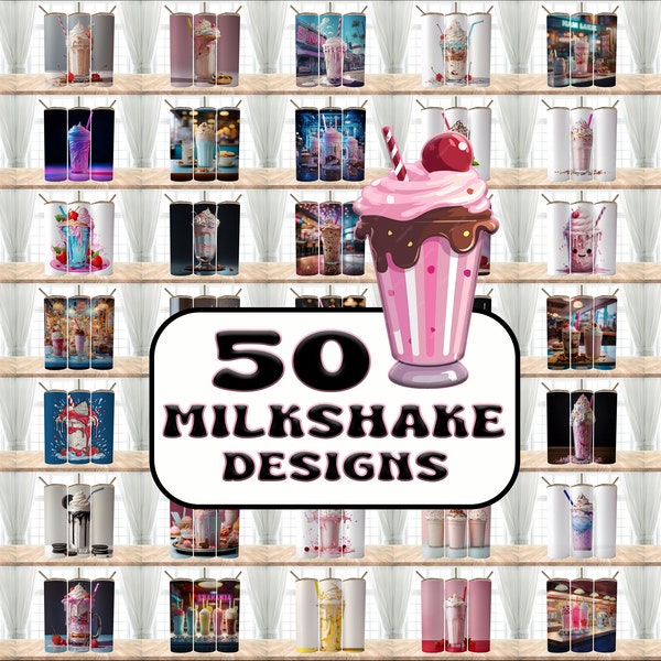 50 Milkshake Lover Designs Bundle Tumbler Wraps ,20 oz Skinny Tumbler Sublimation Design Digital Download PNG, Tumbler, Clip Art, Wall Art