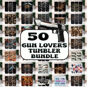 50 Gun Lovers Tumbler Wraps, 20 Unzen Skinny Tumbler Sublimation Designs (digitaler Download)