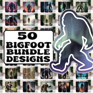 Paquete de 50 envoltorios para vasos Bigfoot, vaso delgado de 20 oz, diseño de sublimación, descarga digital PNG, vaso, clip art, arte mural