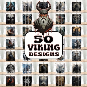 50 Viking Designs Tumbler Wraps: 20oz Skinny Tumbler Sublimation (Digital Download)