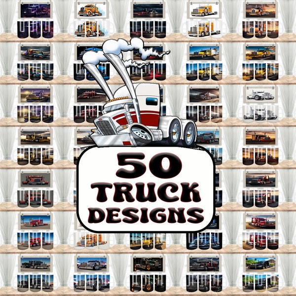 50 Truck Lover Designs undle 15 oz Mug Sublimation Design Digital Download PNG DIGITAL 15 oz Mug PNG, Wall Art Clip Art