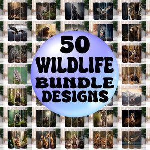50 Wildlife Animal Tumbler Wraps: 20oz Skinny Tumbler Sublimation Designs (Digital Download)
