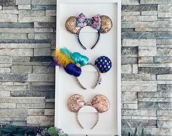 Disney Inspired Mouse Ears Frame with Holder for Ears - Holds 3 Pairs of Ears