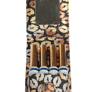 Étui de transport à rabat avec miroir pouvant contenir 4 tubes de rouge à lèvres et des cartes de crédit avec miroir LipSense par SeneGence, Younique, Mary Kay