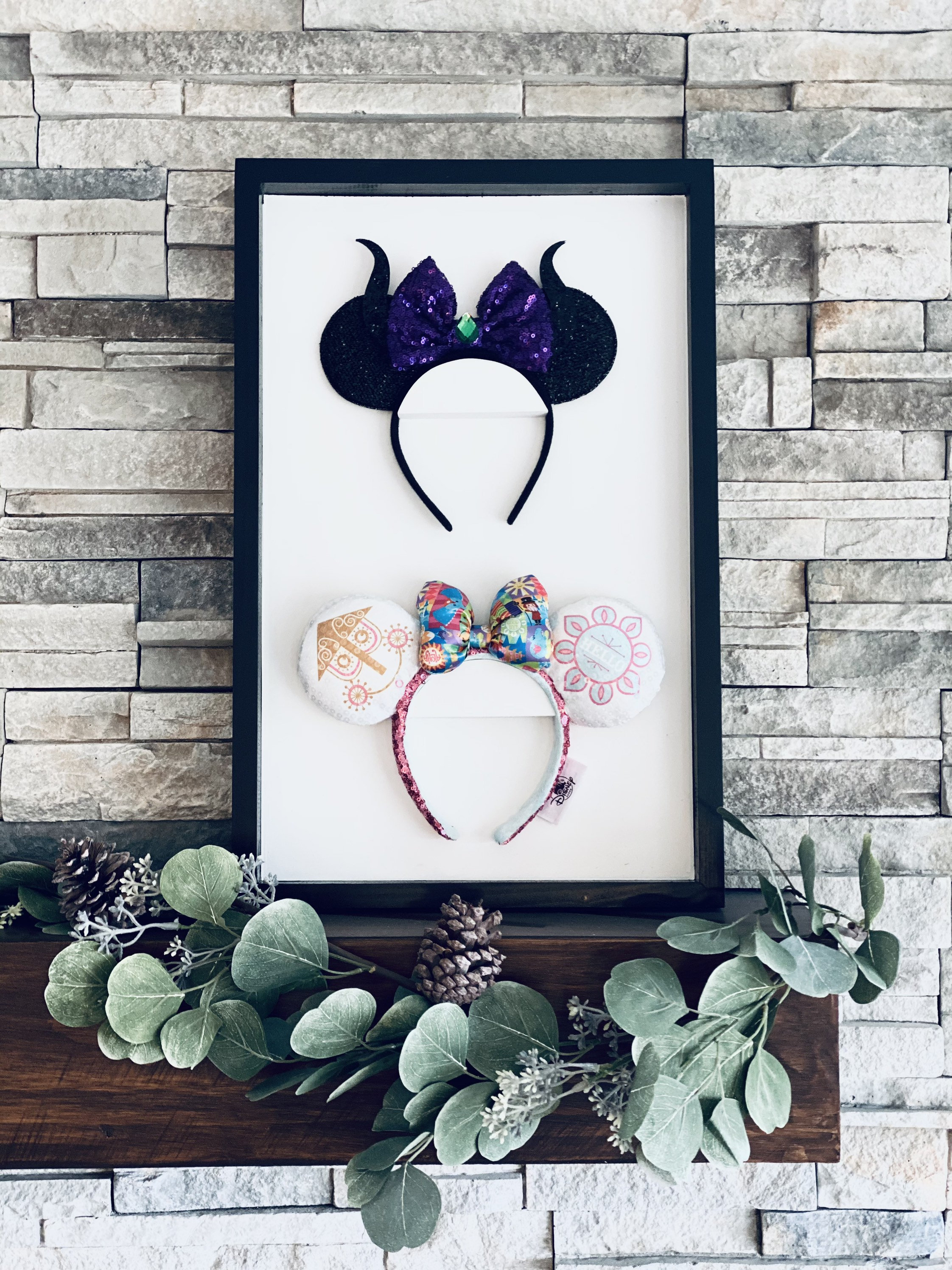 Disney Inspired Mouse Ears Frame With Holder for Ears - Holds 2
