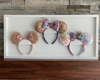 Disney Inspired Mouse Ears Frame with Holder for Ears - Holds 3 Pairs of Ears HORIZONTALLY
