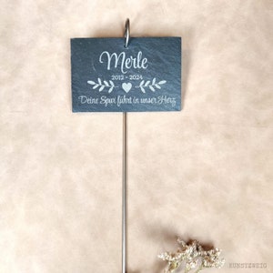 Gedenktafel/Grabschild für Haustiere aus Schiefer, Grabstecker/Grabschmuck für Hunde/Katzen, Baumschild für Friedwald, Trauergeschenk Tiere
