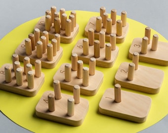 Montessori numbering toy, Montessori toy,  Peg Board