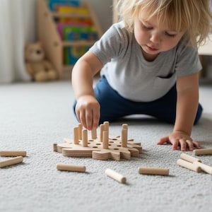 Montessori Igelkottleksak | Träpussel med finmotorik för småbarn