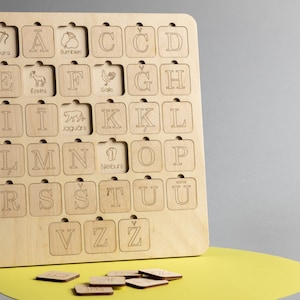 Montessori Latvian Alphabet Board: Wooden Learning Toy