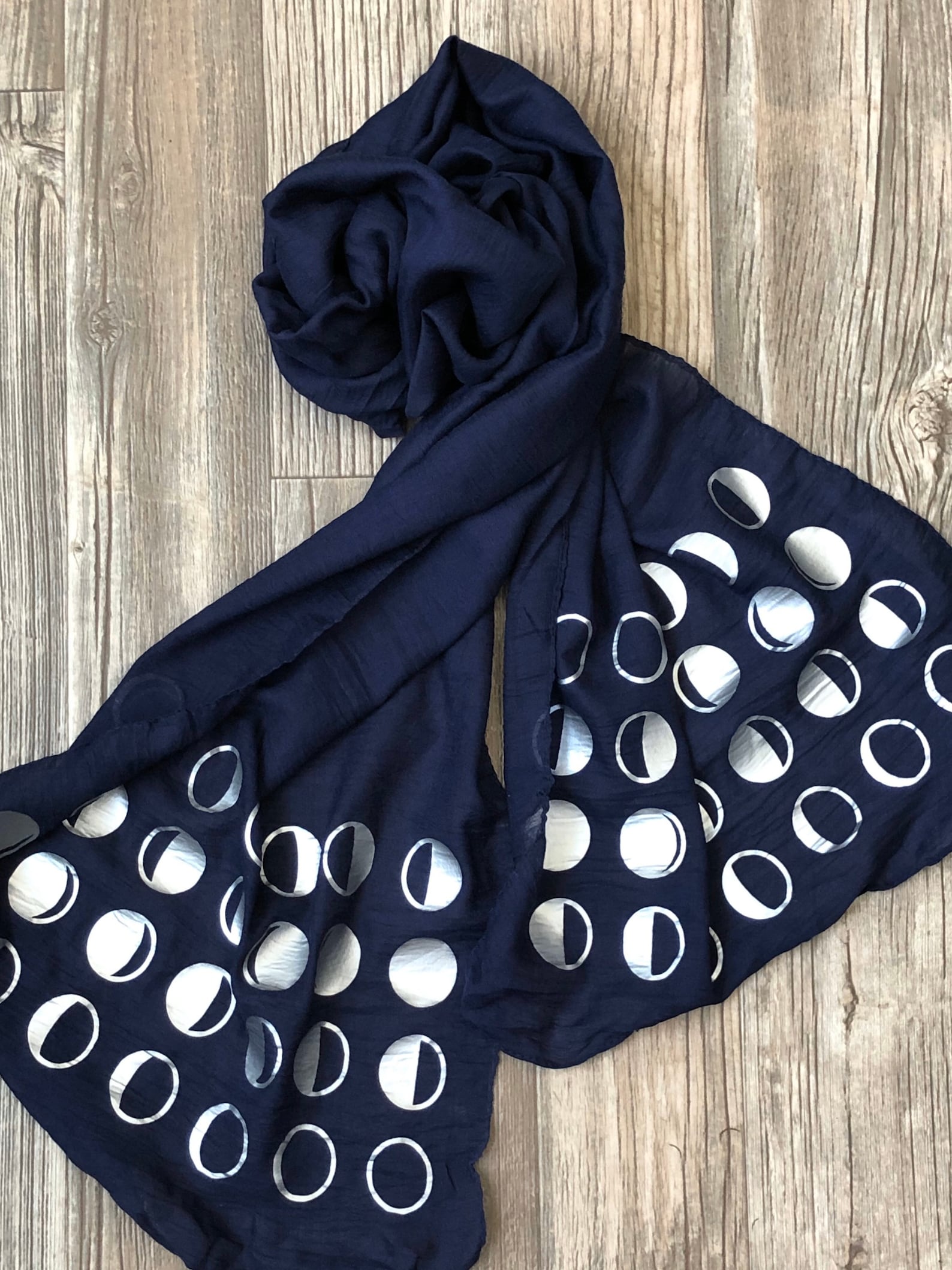 Hawaiian Moon Scarf in Navy and Silver Hawaiian Mahina scarf Etsy