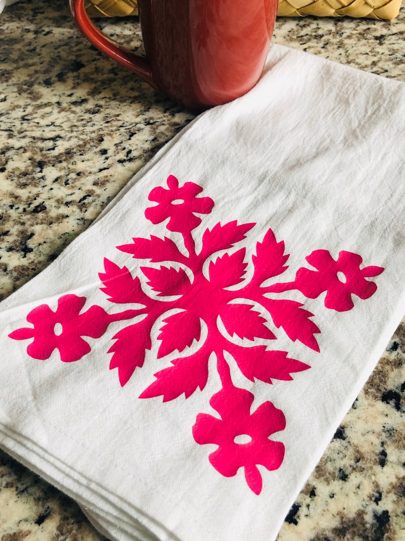 Hawaiian Tea Towel Hawaiian Quilt Hibiscus Design Hand Towel. Etsy
