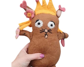 Kinderzeichnung, gefilztes Unikat, aus Bild wird Figur, handgemachtes Kuscheltier, Wunschtier, nach Foto nachgearbeitet,Therapie Hilfe