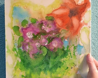 Aquarell auf Leinwand, handgemaltes Original, UNIKAT, Kunst, Malerei, Blumenarrangement