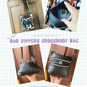Duo Zippers Crossbody Bag PDF Pattern – Adjustable Strap