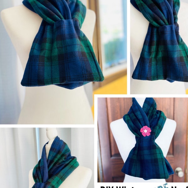 Cozy Winter No.6 Scarf-pdf download-easy-beginner-diy-made from scrap-winter gift idea-fast project for winter-soft-fleece-flannel-fur