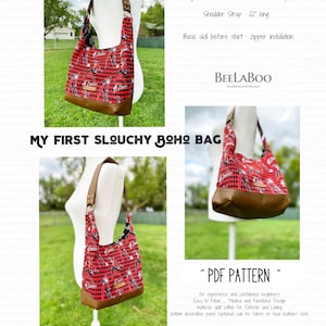 PDF my first slouchy BOHO bag -DIY-pattern and colorful instruction-confidence beginners - easy -budget friendly and fully functional