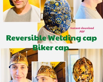 PDF Modified-easy - 6 panels Welding cap or Biker cap easy to make -DIY -and upcycle idea-3 sizes-beginner friendly