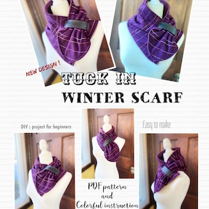DIY -EASY- project for Beginner-PDF Tuck In Scarf pattern-winter gift idea-budget friendly -up cycle-fast and easy-comfy-cozy
