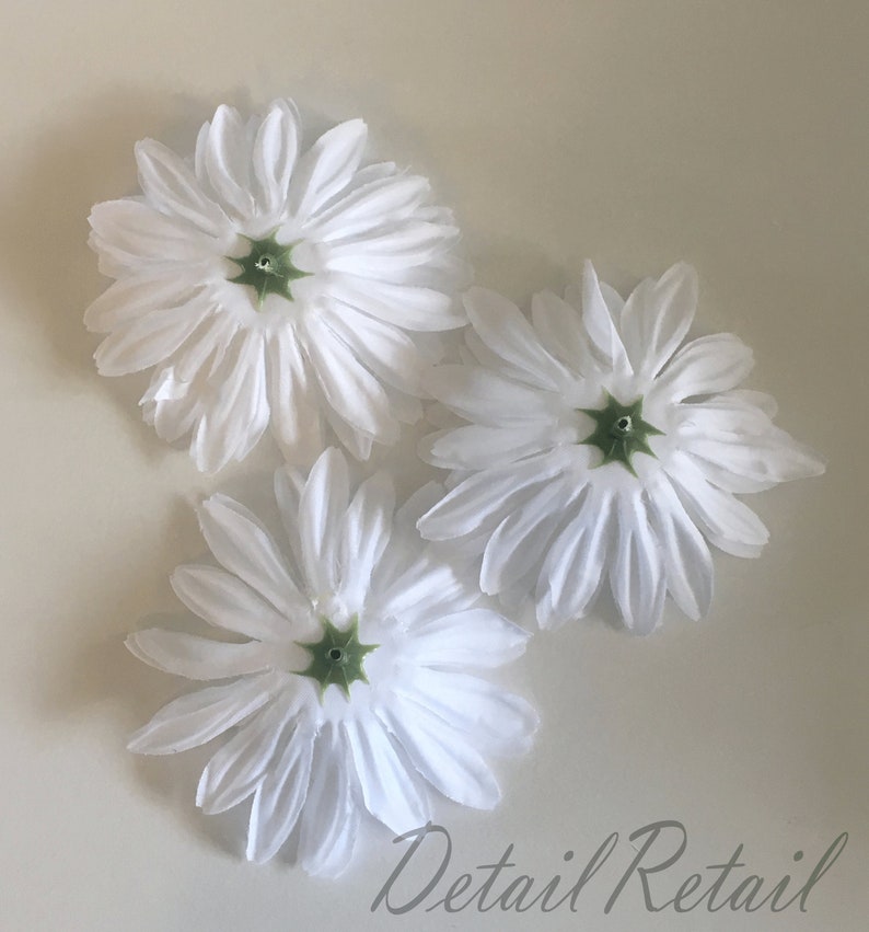 Floral Craft Artificial Flower White  Daisy Hair Pieces Halo Decorative Daisy Silk Flower Three White Gerbera  Daisies Head