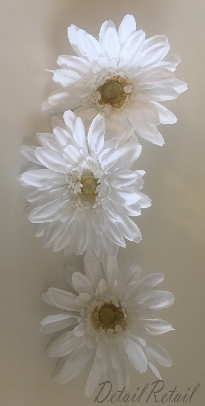 Floral Craft Artificial Flower White Daisy Hair Pieces Halo Decorative Daisy Silk Flower Three White Gerbera Daisies Head