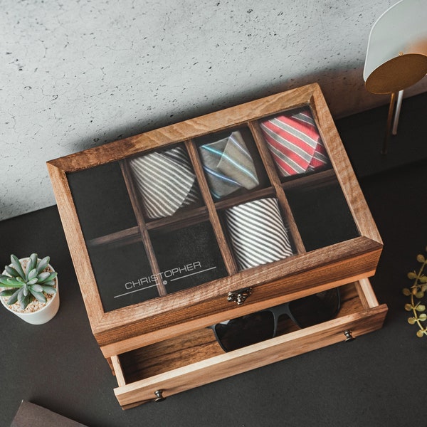 wooden tie box organizer