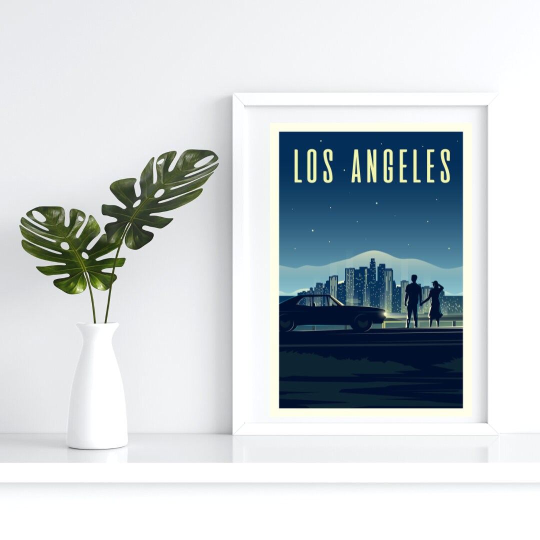 Los Angeles Poster Travel Poster for Home Wall Art Gift Art Etsy