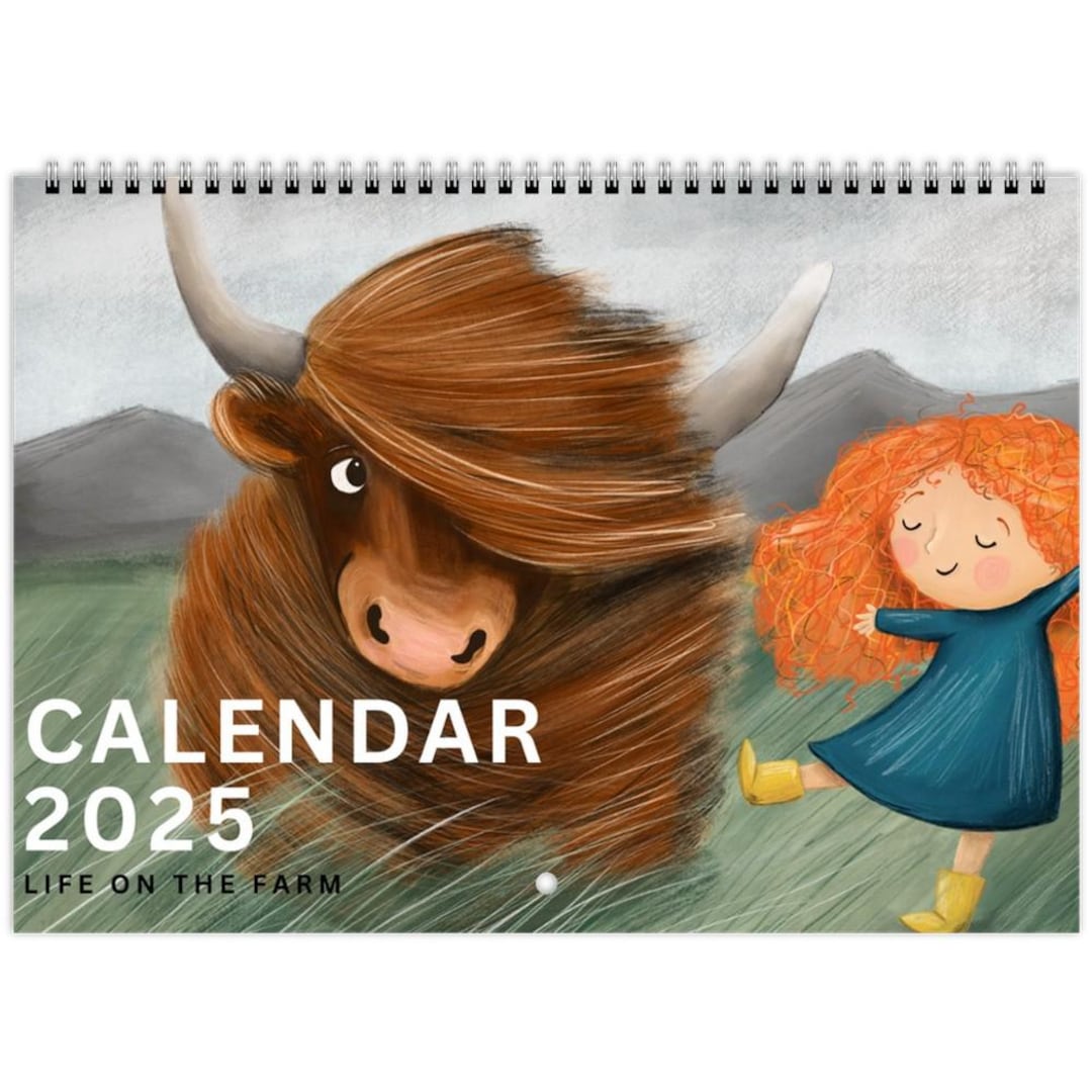 2025 Illustrated A4 Calendar Whimsical Farm Animal Art, Limited Edition ...