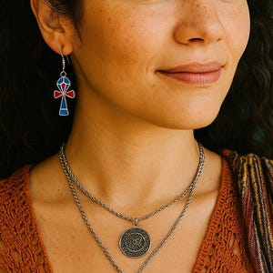 Pretty Egyptian Ankh earrings, Sterling silver Ankh Earrings, Egyptian gift, Ankh Jewelry