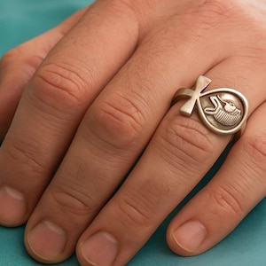 Men Ankh ring, Egyptian king Tutankhamun ring, Egyptian jewelry men, Sterling silver ring