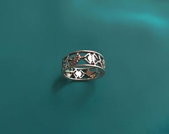 Open work Egyptian Lotus Sterling Silver Ring, Lotus ring, Egyptian thumb ring