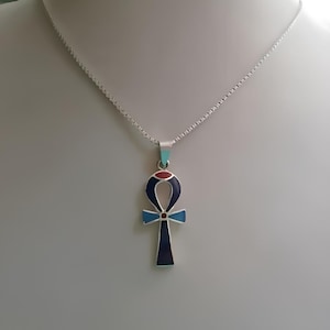 Lapis Lazuli Ankh pendant, Egyptian Sterling silver Lapis Ankh necklace, Egyptian Ankh necklace