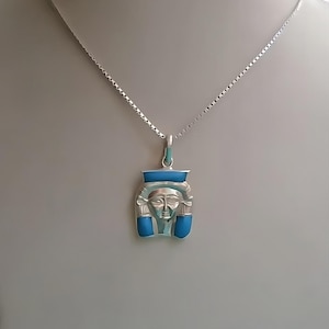 Sterling Silver Egyptian Hathor Necklace: Lapis Lazuli Pendant