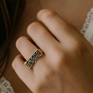 Sterling Silver Arabic Calligraphy Ring: Happiness & Mashallah, Egyptian Jewelry