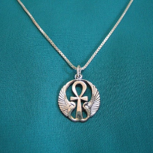 Large Sterling Silver Egyptian Ankh Cross Pendant Necklace Etsy