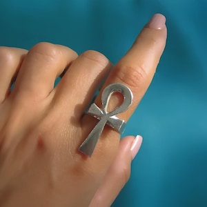 Awesome Ankh ring, Egyptian Sterling silver Ankh ring, Amulet ring, Egyptian Cross ring, Egyptian Index ring