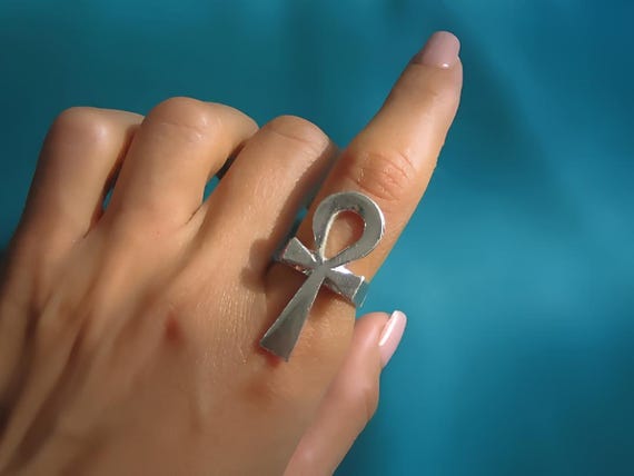 Awesome Ankh ring Egyptian Sterling silver Ankh ring Amulet ring Egyptian Cross ring Egyptian Index ring