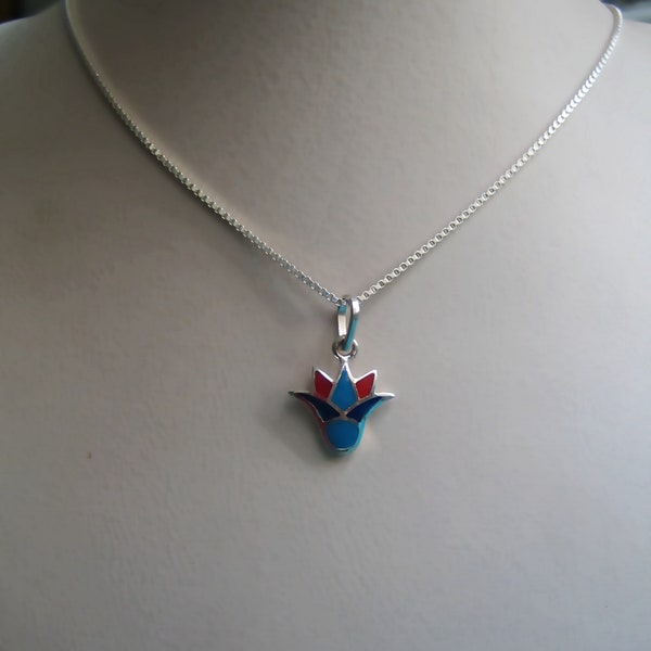 Egyptian Lotus flower necklace, Anniversary gift, sterling silver Lotus necklace, Egyptian necklace, Egyptian pendant