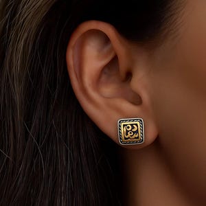 Arabic Calligraphy stud Earrings, Arabic jewelry,  Happiness earrings, Egyptian Sterling Silver stud earrings,, سعادة
