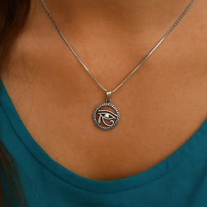 Sterling Silver Eye of Horus Necklace: Egyptian Amulet Pendant
